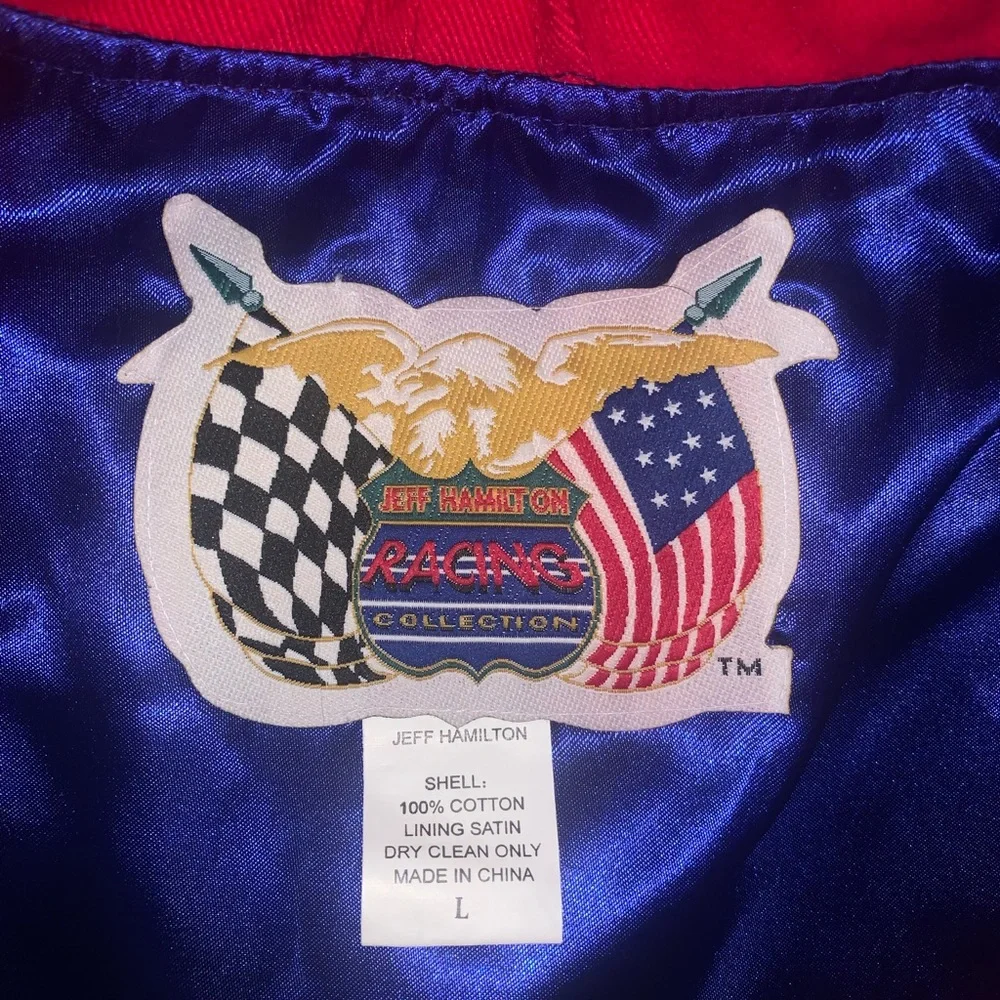 Vintage NASCAR Racing Jacket Jeff Hamilton Jeff Gordon Flames Large Extra - Picture 5 of 5